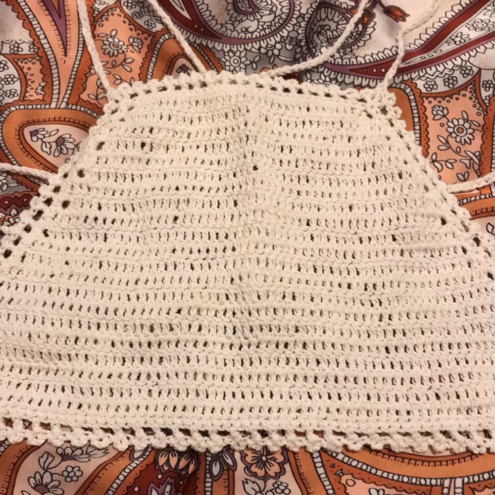 White / Cream / Ivory Crochet Crop Top Bralette - Picture 2 of 3